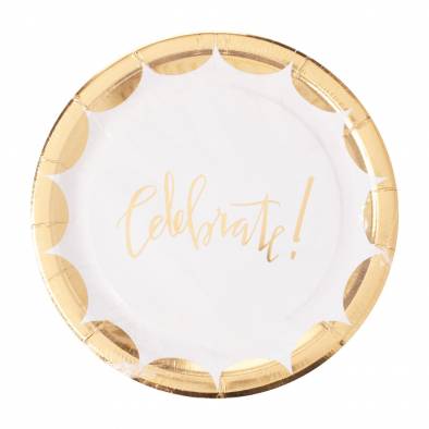 Shiny Celebrate Paper Plates (Gold)